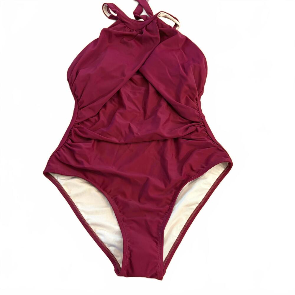 Cupshe Women's Burgundy One-Piece Swimsuit Medium NWT Summer Vacation Resort